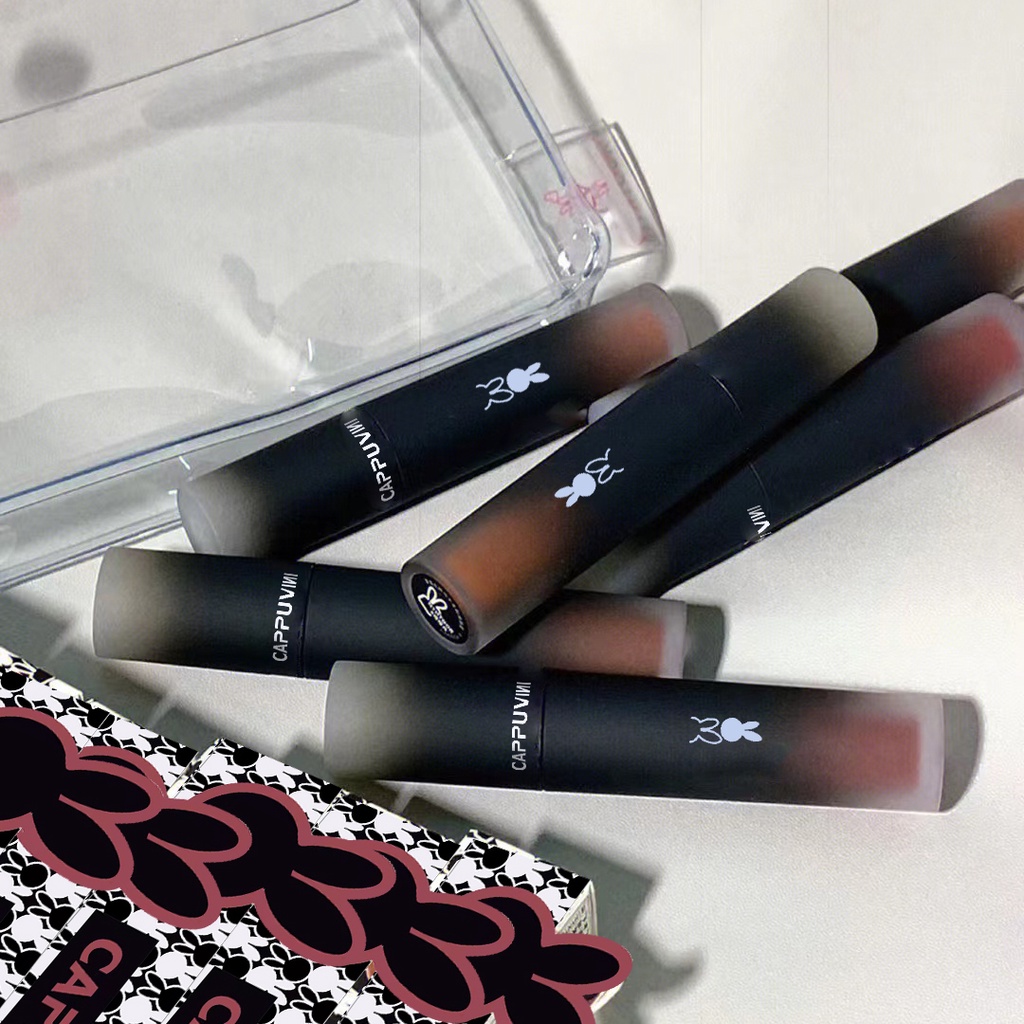 Son Môi Lì Cappuvini Vỏ Thỏ Đen Mờ Chính Hãng Phong Cách Trung Hoa