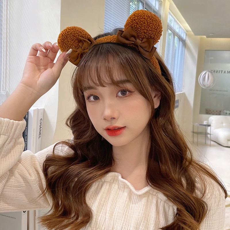 Flgo Băng Đô Cài Tóc Lông Xù Chống Trượt Hình Động Vật Hoạt Hình Đáng Yêu