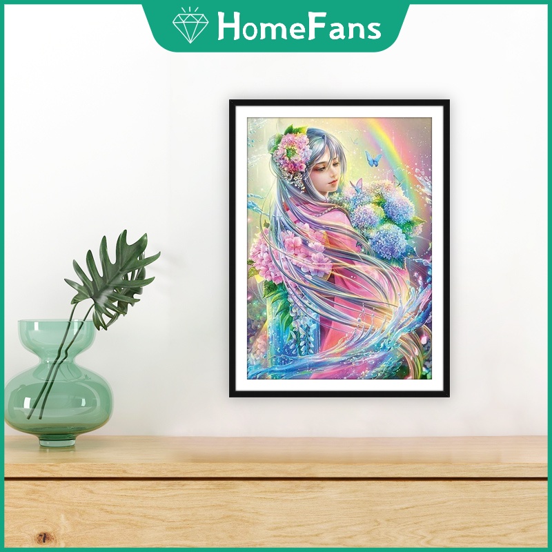 Bộ Tranh Đính Đá 5D Tự Làm Hình Cô Gái Xinh Đẹp Kích Thước 30x40cm Trang Trí Nhà Cửa