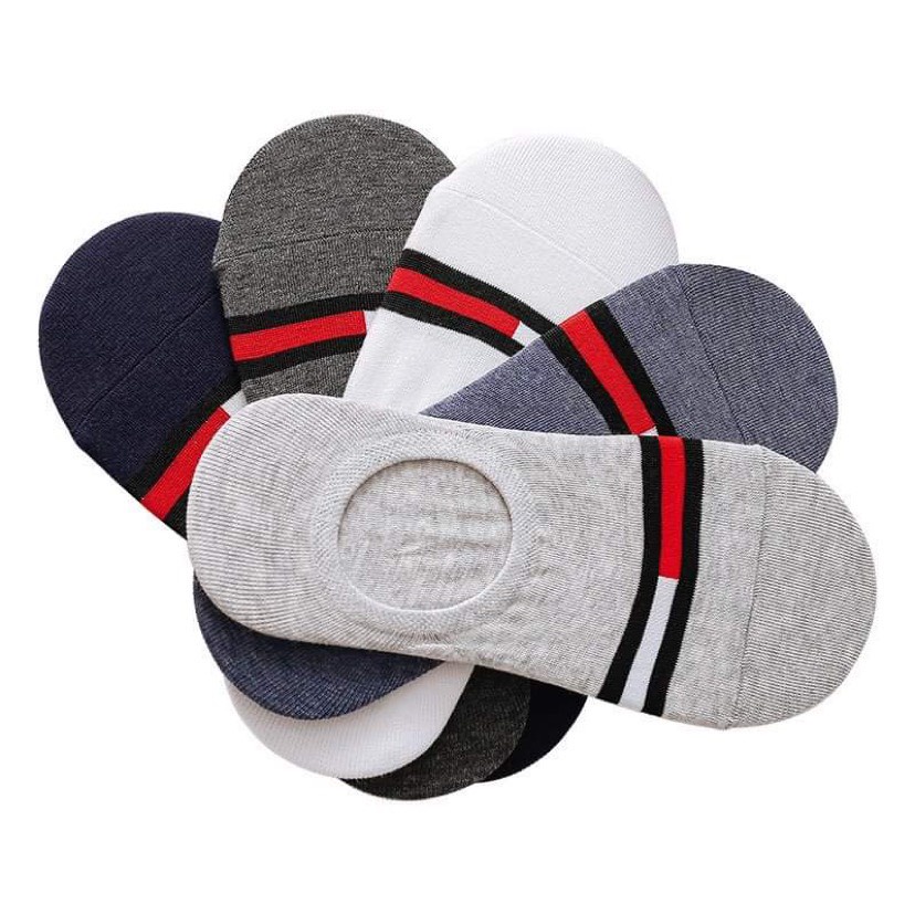 [5 Đôi] Tất nam cao cấp họa tiết kẻ ngang sọc đỏ trắng mềm mại,kháng khuẩn.