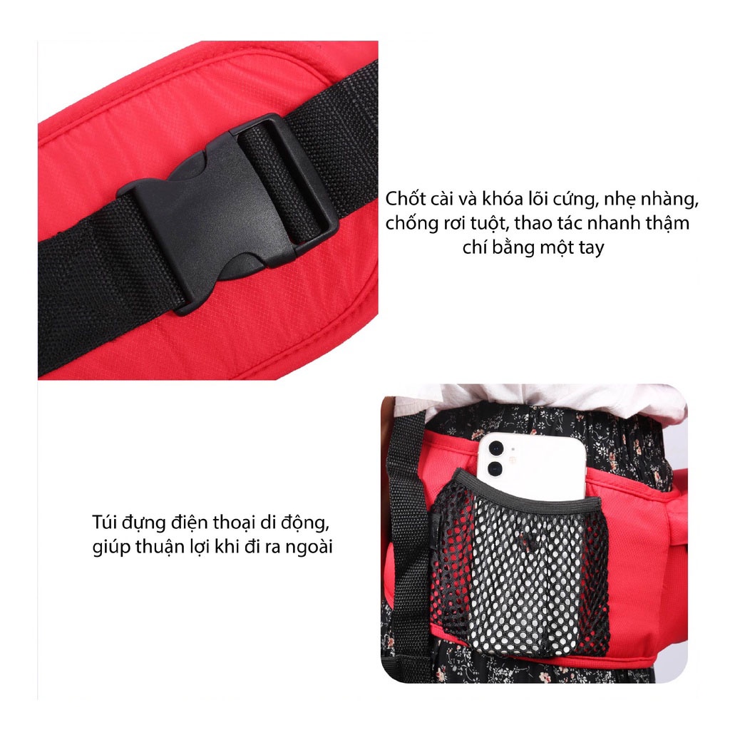 [Giá sỉ] Đai địu trẻ sơ sinh. Địu Em Bé 4 Tư Thế, Địu Ngồi Trợ Lực, Chống Gù Cho Bé Gọn Nhẹ Tiện Dụng