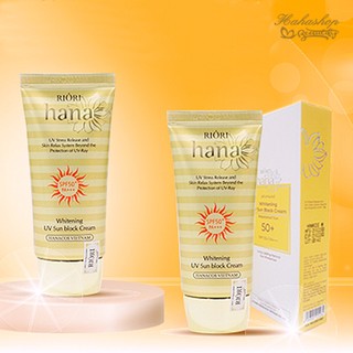 Kem chống nắng nâng tone dưỡng trắng da spf 50+/ pa+++ riori whitening uv sun block cream 50g
