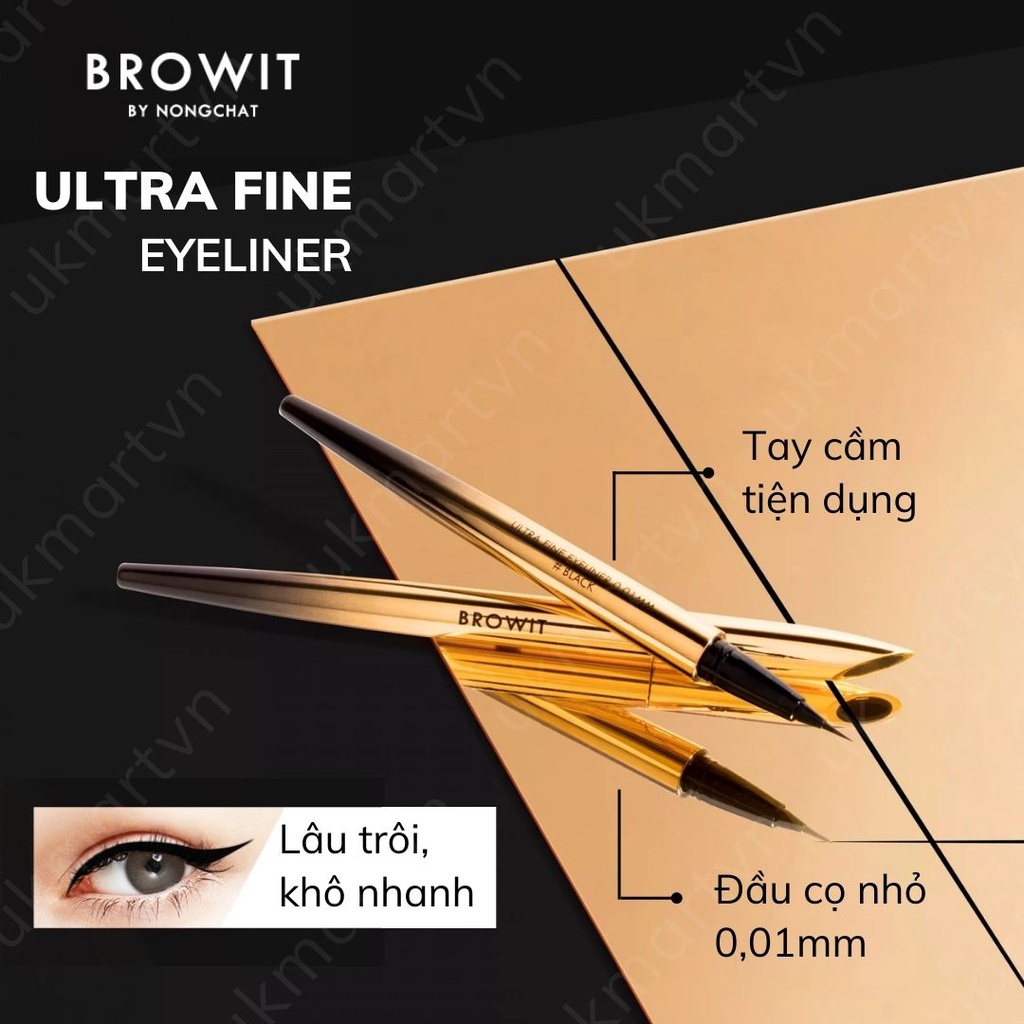 Bút Kẻ Mắt Nước Chống Trôi Cao Cấp Browit Ultra Fine Eyeliner 0,01 Mm #Brown #Black 0,5Gr