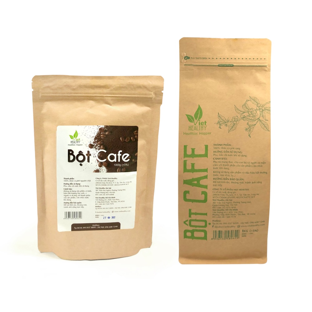 TẶNG 10 TÚI LỌC- Bột cà phê enema Viet Healthy 1kg-dùng cho coffee enema thải độc đại tràng, gan,làm đẹp da- Viethealthy