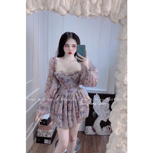 Váy hoa voan dài tay hot hit