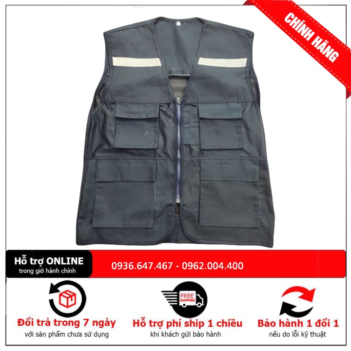 Áo Gile Bảo Hộ Lao Động Nhiều Màu Sắc Kèm Sợi Phản Quang, Đồ Bảo Hộ Lao Động Kĩ Sư Công Trình