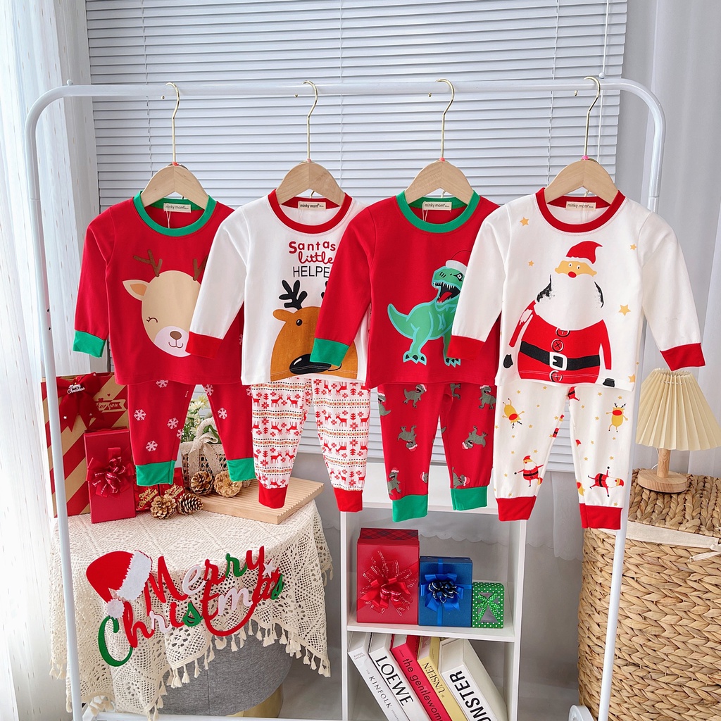 Bộ quần áo Noel dài tay Giáng Sinh 2023 AF Kid cho bé trai bé gái, Vải cotton cao cấp siêu co giãn thấm hút mồ hôi tốt