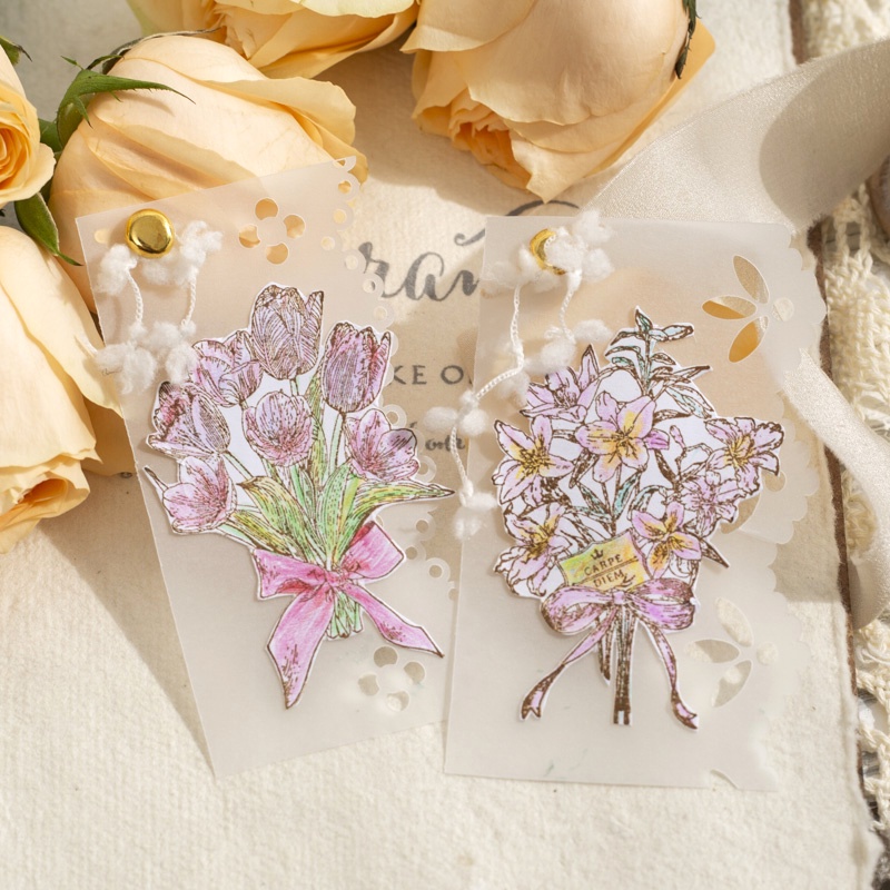 Con Dấu Gỗ Hình Bó Hoa Phong Cách Vintage Dùng Trang Trí Sổ Tay / Thẻ Ghi Chú