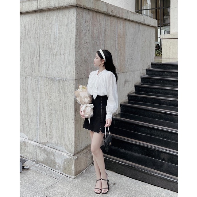 Áo tơ công sở WHITE - Hàng thiết kế by Jang