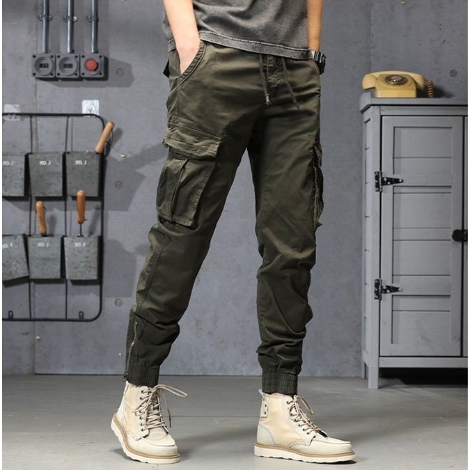 Quần jogger nam kaki túi hộp - Thiết kế năng động cá tính Quần túi hộp bo chun phối dây kéo gấu chân cực đẹp ,tiện lợi