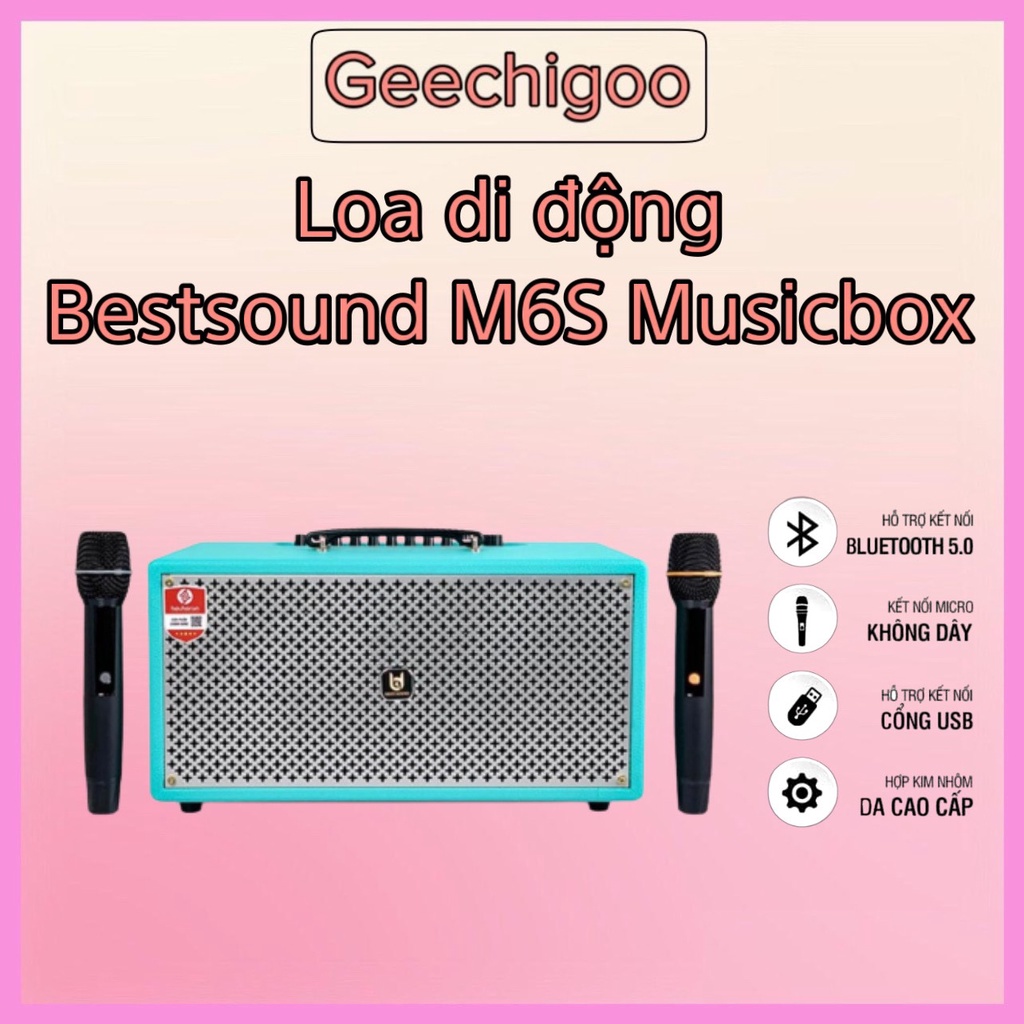 Loa di động cao cấp chính hãng Best Sound M6s Musicbox Tặng Kèm 2 Mic(Hàng nhập khẩu)
