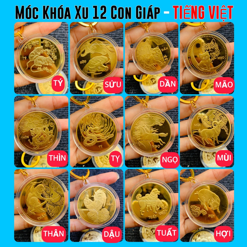 Móc khóa xu 12 con giáp TUỔI KHỈ ý nghĩa phong thủy làm quà tặng