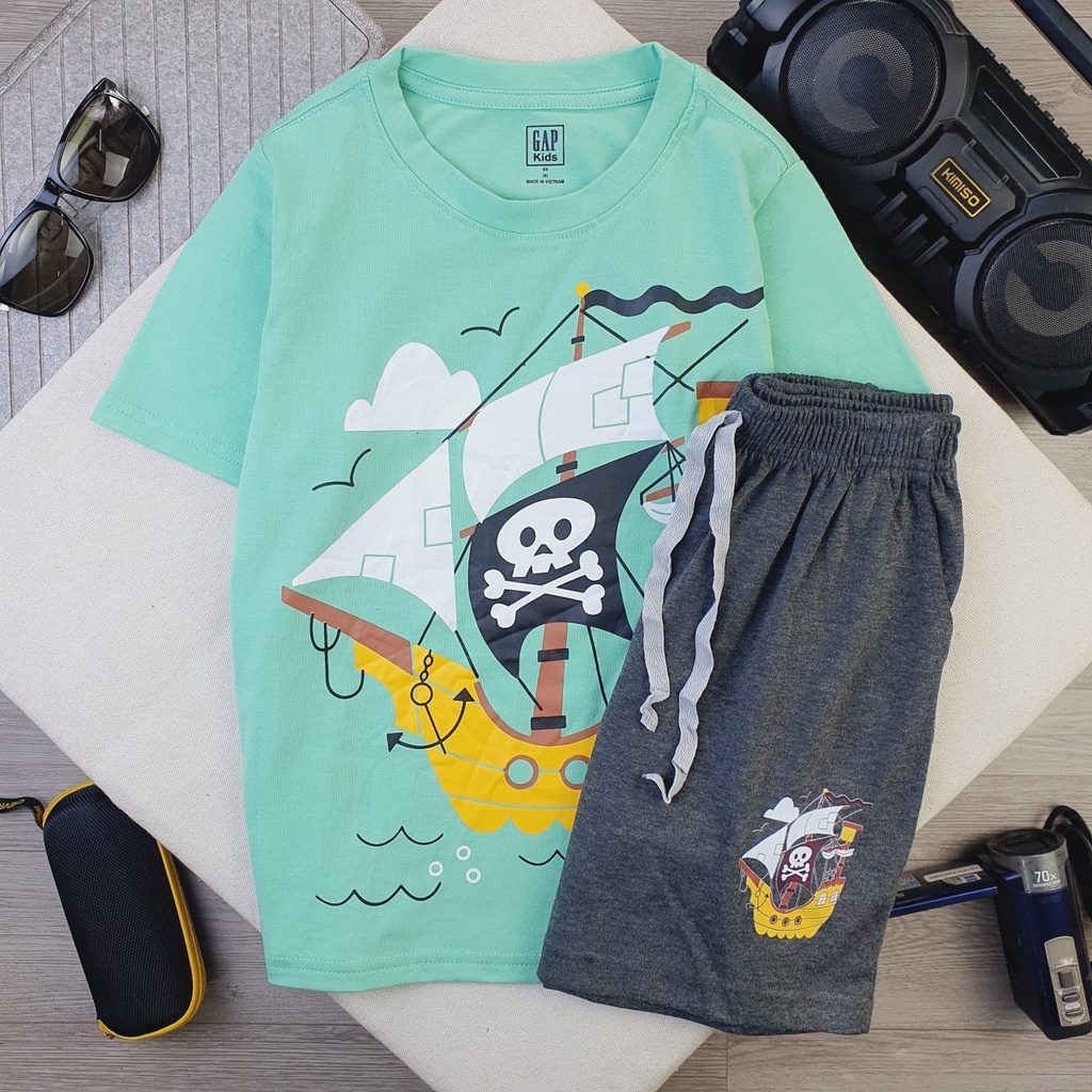 Đồ bộ bé trai Gap size đại chất thun cotton nhiều màu sắc in hình khủng long mặc đi học đi chơi đều đẹp