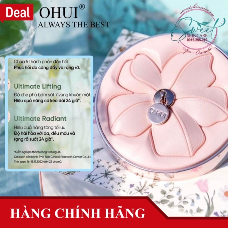 Phấn nước Ohui Ultimate Cover Cushion SPF 50+/ PA+++ Bản Hoa hồng 3D O Hui