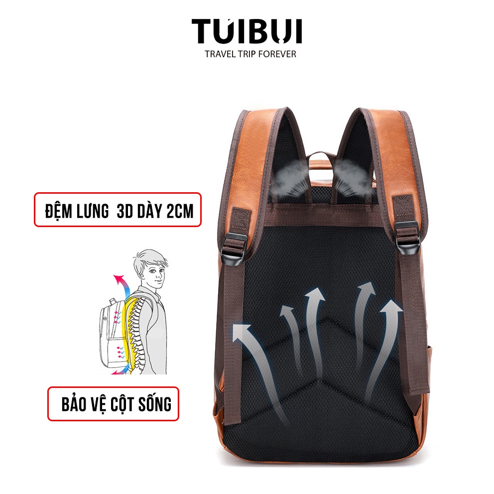 Balo da nam nữ unisex cao cấp thời trang đi học, chống nước, ngăn để laptop 15,6 inch phong cách Hàn Quốc - TB31