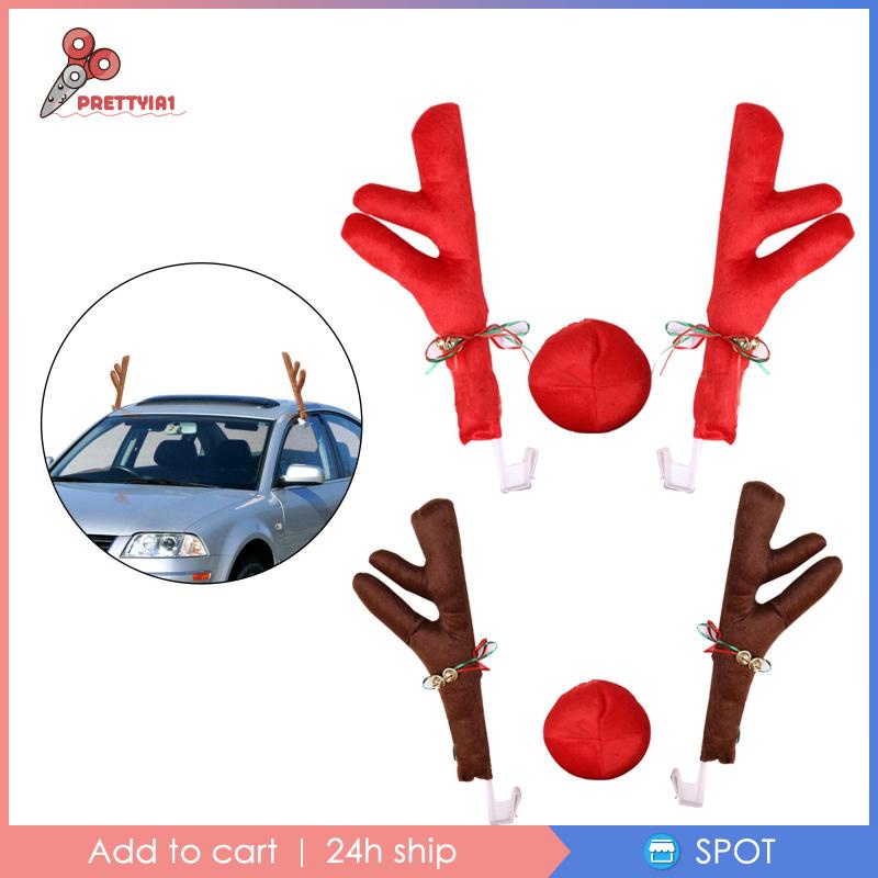 Set 3 Lưới Tản Nhiệt Hình Tuần Lộc Trang Trí Giáng Sinh Cho Xe Hơi / Xe Tải Prettyia1