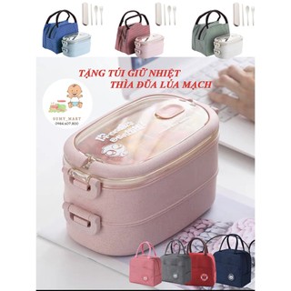 Hộp Cơm Lúa Mạch 2 Tầng Hàn Quốc - Cặp Lồng Cơm Giữ Nhiệt Văn Phòng