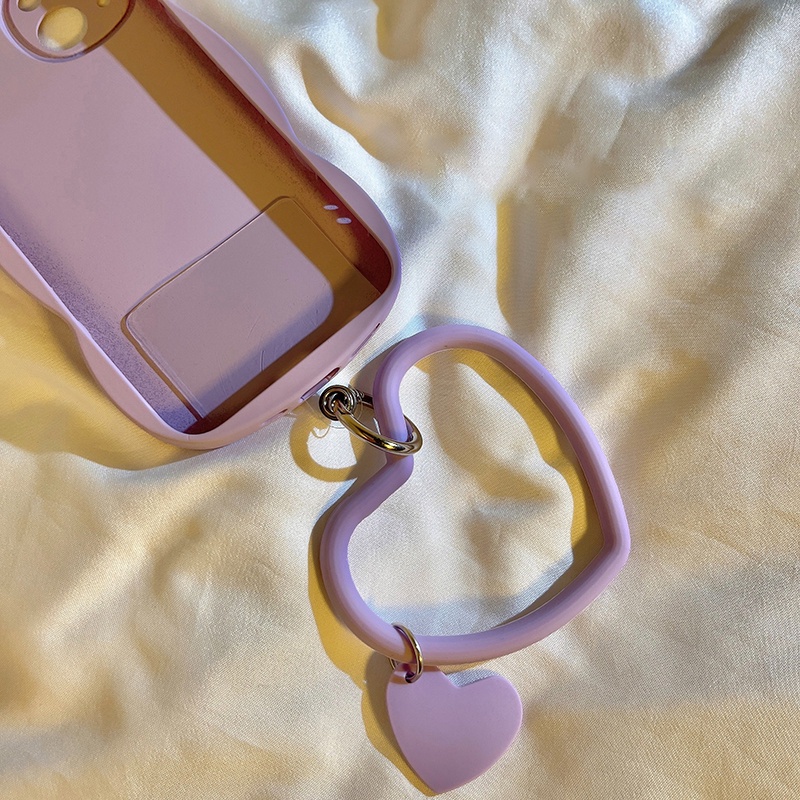 Móc Khóa Hình Trái Tim Bằng Silicon Mềm Chống Thất Lạc Cho Điện Thoại