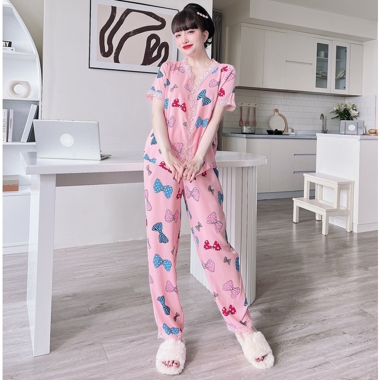 [Mã BMLT35 giảm đến 35K đơn 99K] Đồ bộ nữ pijama SOJUN Set Mặc Nhà Quần Dài Tay Ngắn Chất Mango phối Ren Cao Cấp 40-65kg