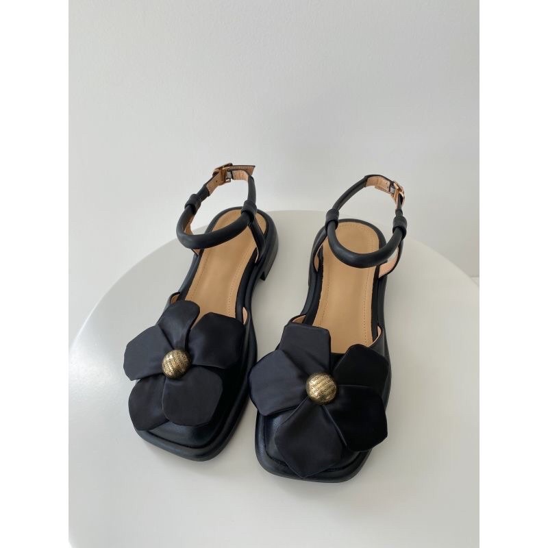 SANDAL MŨI VUÔNG ĐÍNH HOA LỤA NỮ TÍNH KÈM ẢNH THẬT