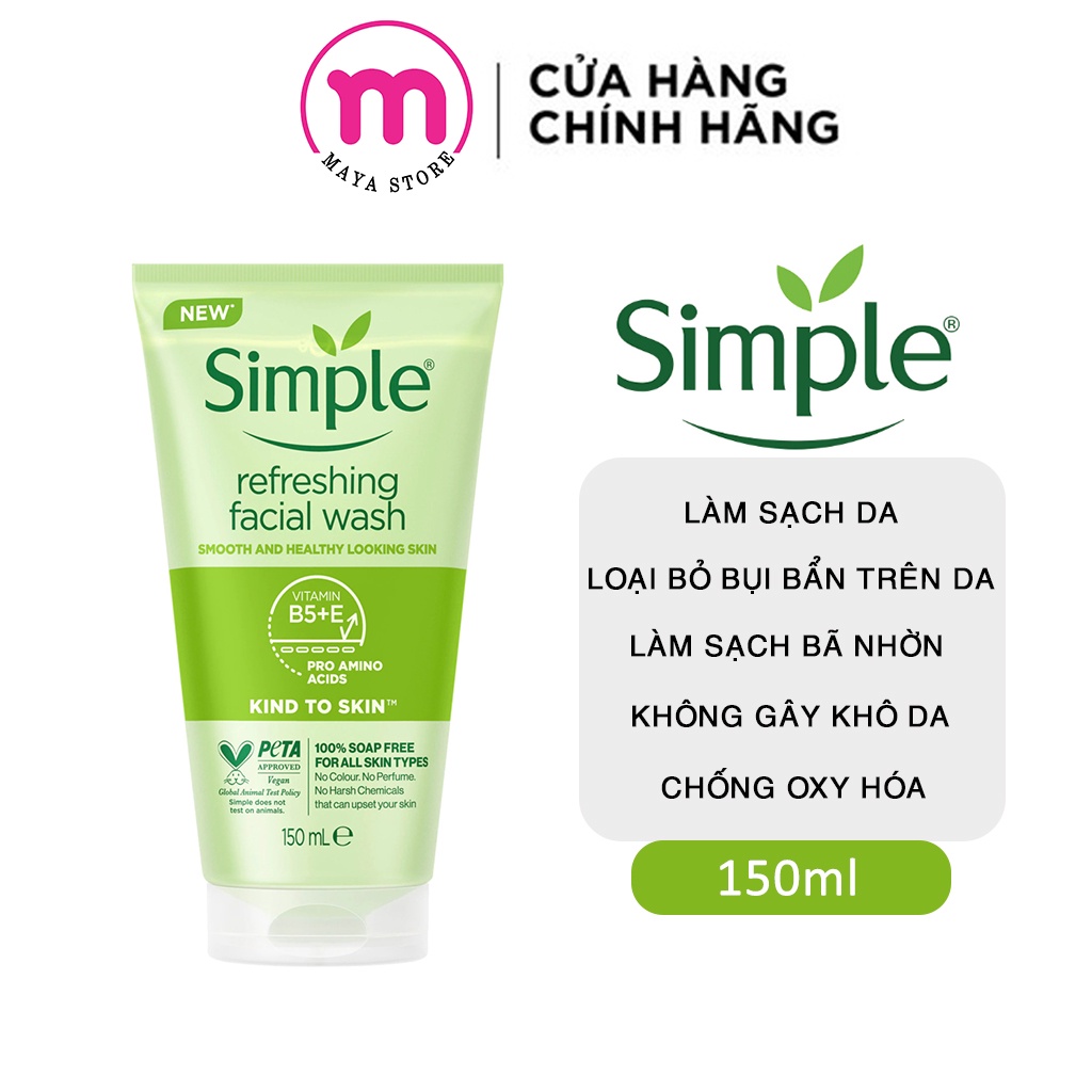 Sữa rửa mặt dịu nhẹ Simple Kind To Skin Refreshing Facial Wash Gel 150ml