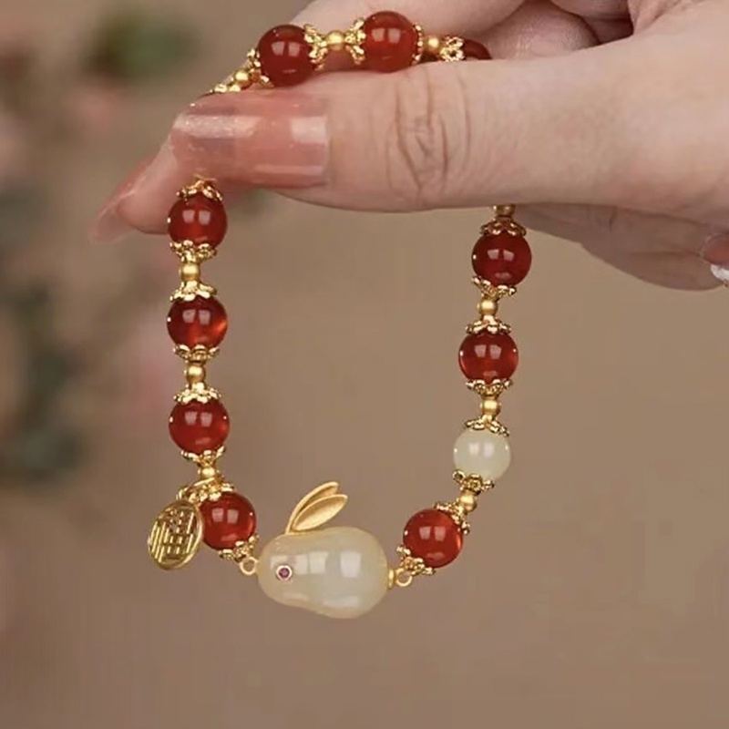 Vòng Tay Hạt Đá Ngọc Bích Màu Đen Thời Trang Cho Cặp Đôi / Bạn Bè timetunnel