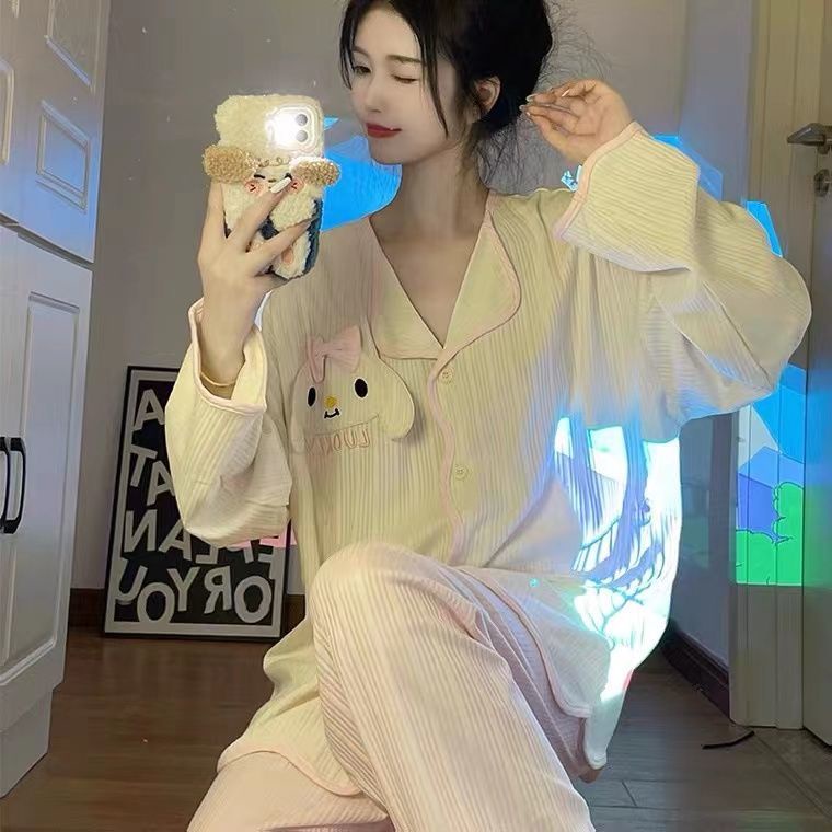 Bộ Đồ Ngủ Dài Tay Dáng Rộng Thời Trang Xuân Thu Cho Nữ