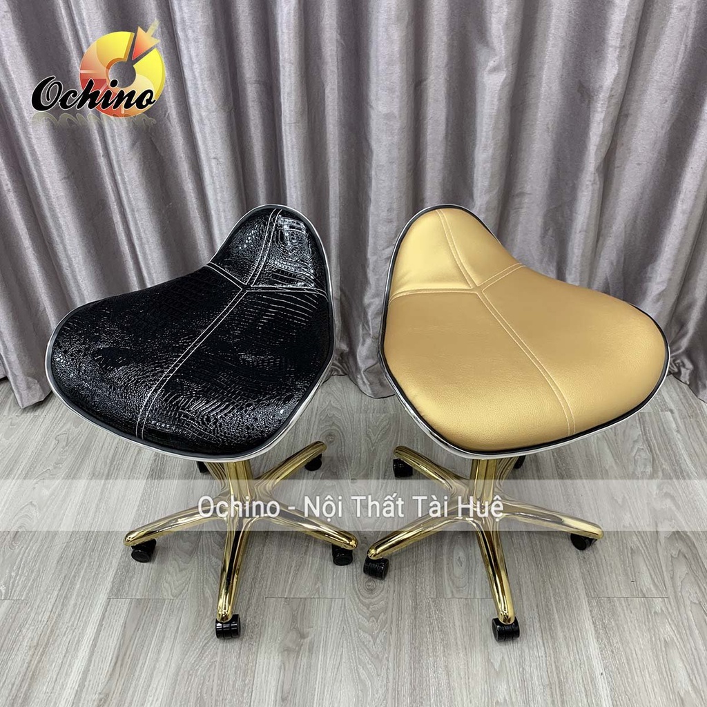 Ghế Spa, Ghế Trang Điểm Mẫu Da Cá Không Tựa Bánh Xe Chân Vàng Sao Cao Cấp (Ảnh Thật Và Video)