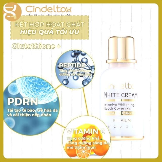 Kem dưỡng trắng nâng tông da White Cream Cindeltox 50ml da trắng khỏe đẹp Kadie Beauty Shop