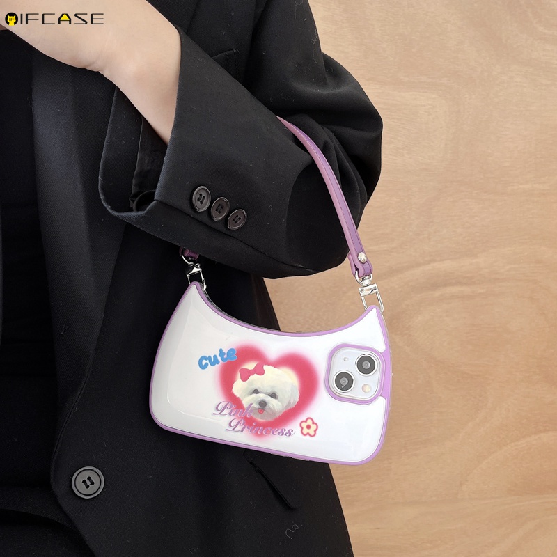 Ốp Điện Thoại Dạng Túi Xách Hình Cún 3D Có Dây Đeo Chống Sốc Cho iPhone 14 Plus 14 13 12 11 Pro Max