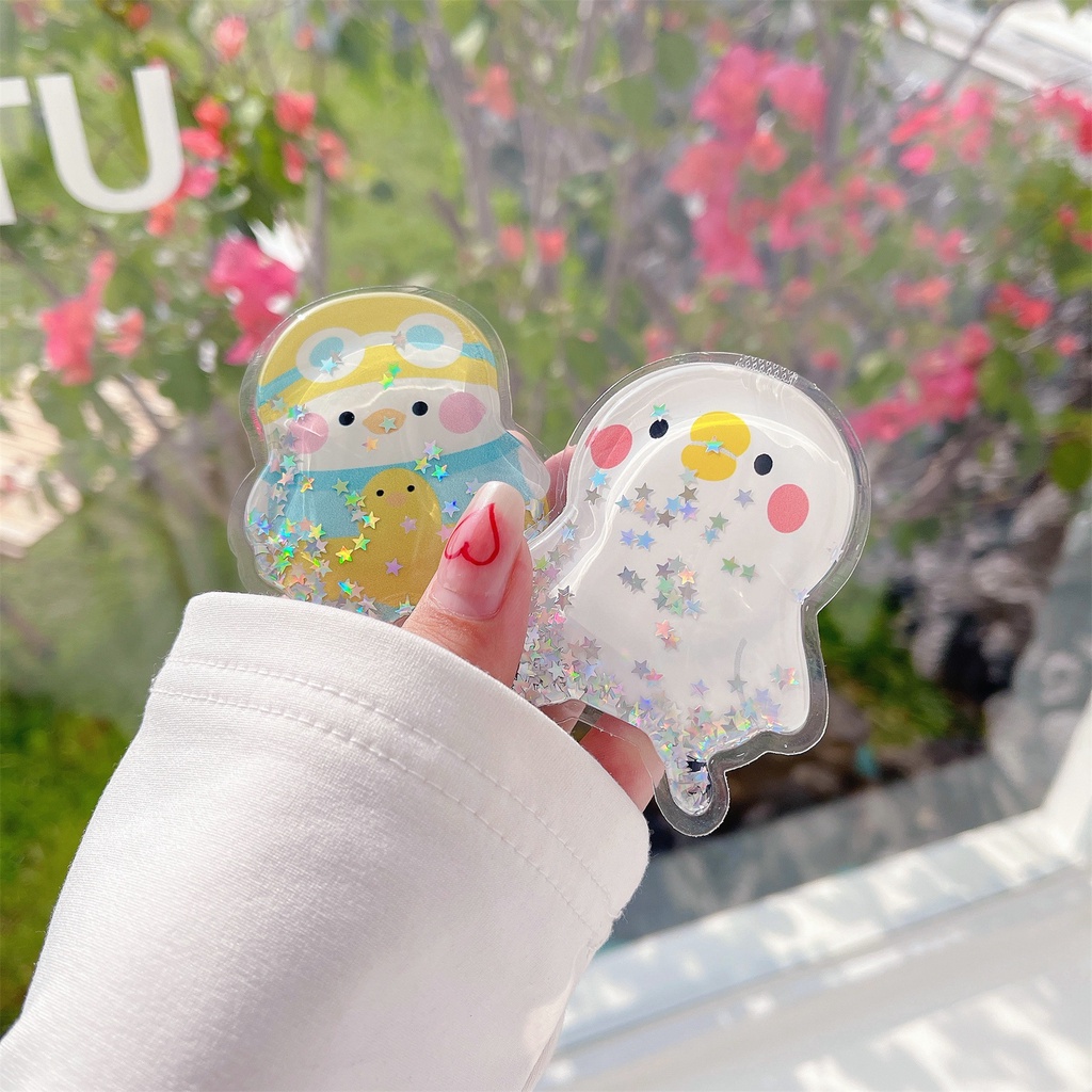 Giá Đỡ Điện Thoại Hình Chú Vịt Hoạt Hình 3D Có Túi Khí Và Dây Đeo Tiện Dụng