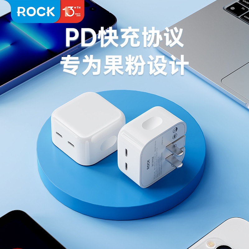 Củ sạc nhanh iPhone Rockspace T58 2 cổng TypeC sạc nhanh 35w sạc ổn định hàng chính hãng bảo hành 12 tháng