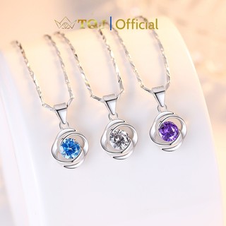 Dây chuyền bạc tqj-d07, dây chuyền bạc s999, vòng cổ nữ, vòng vổ bạc s999 thời trang, mặt dây chuyền hoa hồng