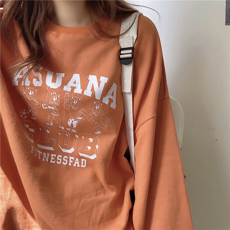 NRVP Áo Thun Nữ Dài Tay Dáng Rộng Màu Trơn Phong Cách Hàn Quốc Mới