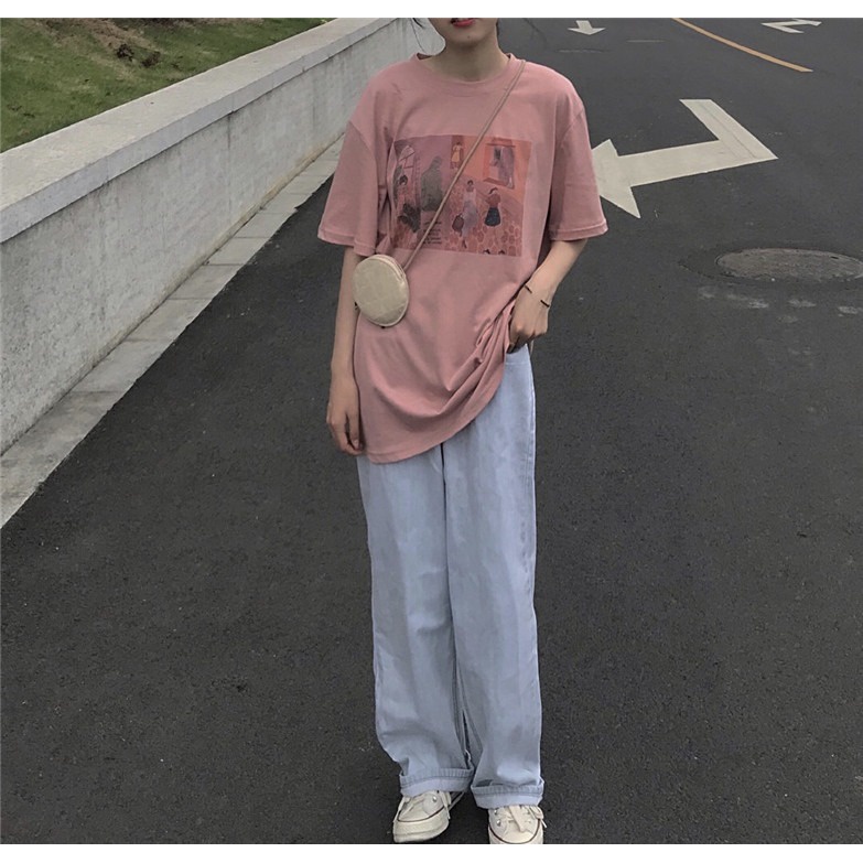 NRVP Áo Thun Unisex Mùa Hè Dáng Suông Tay Cộc Phong Cách Hàn Quốc Cho Nam Nữ