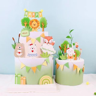 Set 4 que cắm cây giấy màu xanh