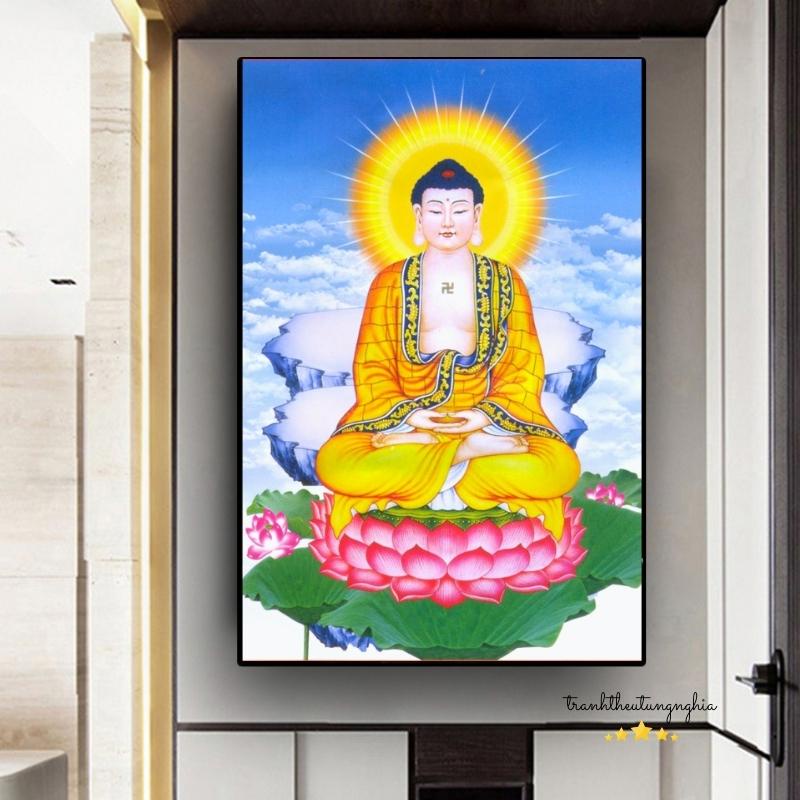 Tranh tranh thêu chữ thập phật dược sư 58cm x 79cm