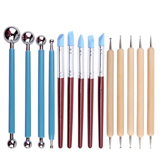 1 Set/14 Pcs Clay Pottery Tool Kit Stainless Steel Wooden Handle Sculpting Modeling Trimming Tool Ceramics Carving Tools