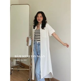 ĐẦM SƠ MI TAY NGẮN 2 TÚI_DA648