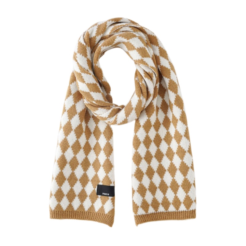 Khăn Choàng Cổ Giữ Ấm Họa Tiết Kẻ Sọc / Trâu Đính Kim Cương Giả Màu Đen Thời Trang Mùa Đông Cho Nữ