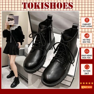 [LOẠI 1 - ĐẾ DÀY 4 CM] Giày bốt nữ đế dày cao gót phong cách hàn quốc, boot nữ martin da cao cấp BD03