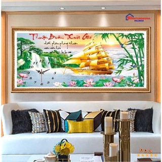 Tranh thêu chữ thập đồng hồ thuận buồm xuôi gió LV3064 (75cm x 43cm)