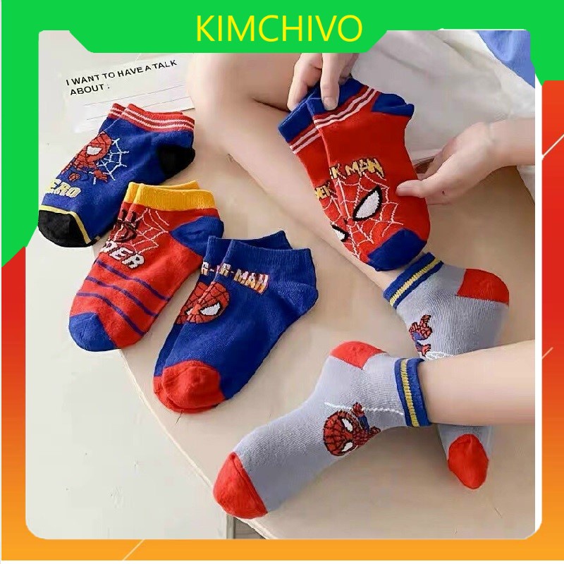 Combo 5 đôi vớ siêu nhân cổ thấp cho bé 1-12 tuổi