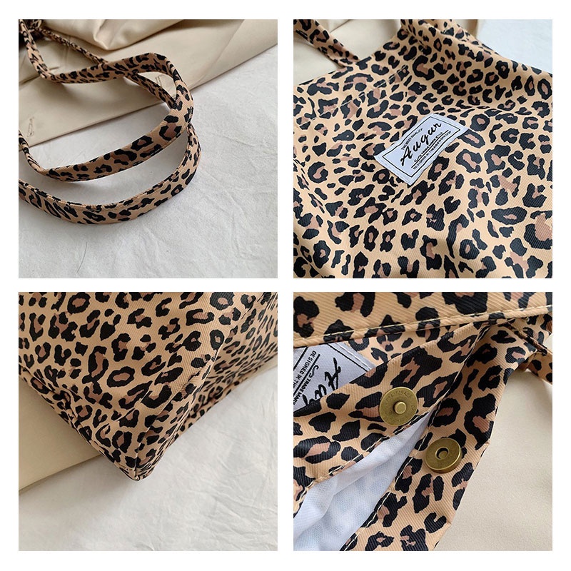 Túi vải Cỡ Lớn In Họa Tiết Da Báo Phong Cách Hong Kong Cổ Điển Thời Trang Cho Nữ