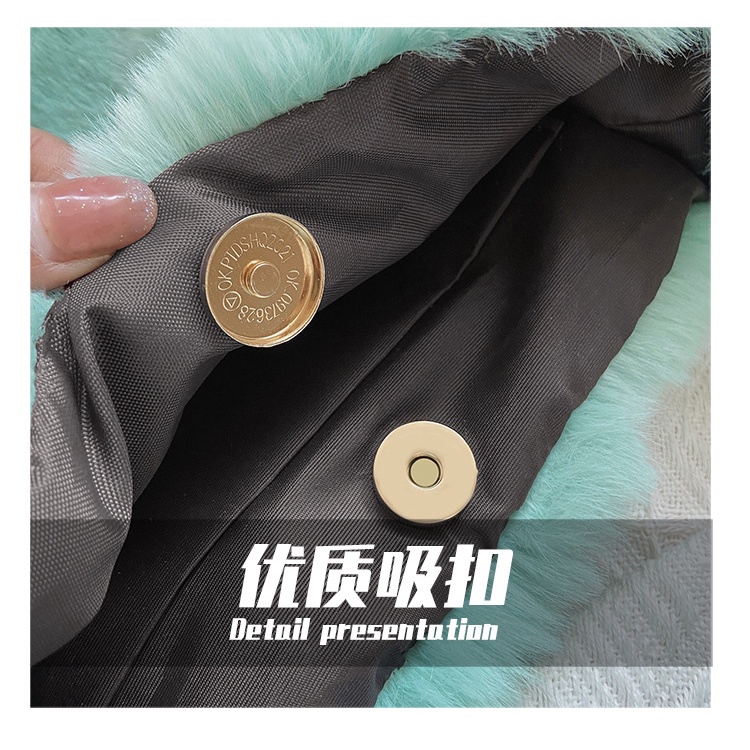 Túi Xách Đeo Vai Phối Lông Màu Kẹo Ngọt Phối Dây Xích Thời Trang