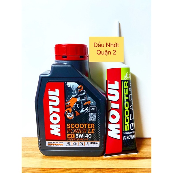 Combo Motul power le 5w40 800ml + tuýp nhớt láp motul 120ml