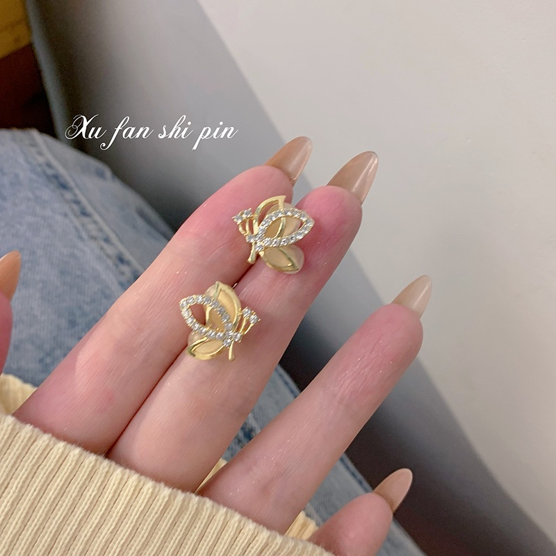 Bông Tai Hình Bướm Đính Đá Opal Thời Trang 2022