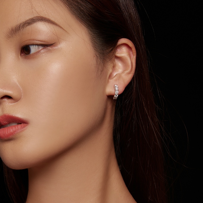 Bamoer Khuyên Tai Bạc 925 Đính Đá Lấp Lánh Thời Trang Cho Nữ Nissanite