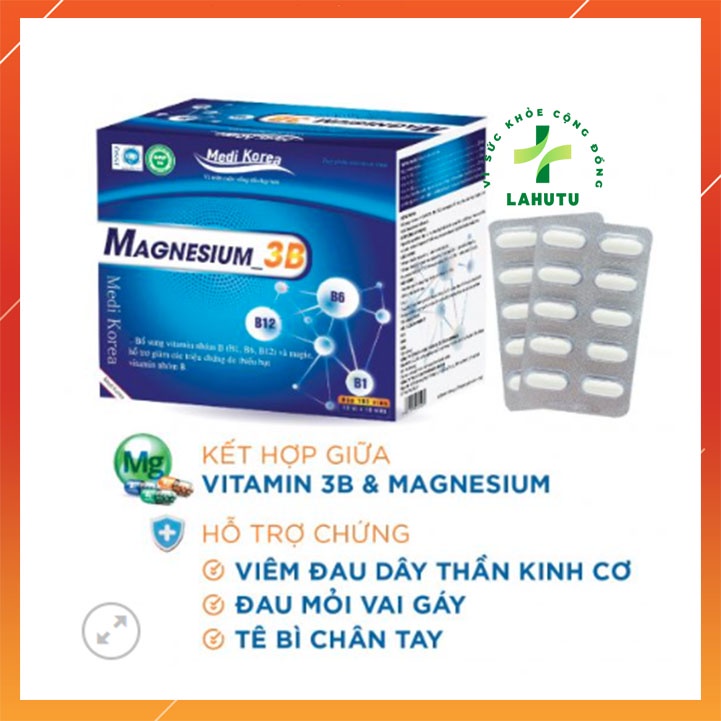 Viên uống Vitamin 3B B1-B6-B12 hỗ trợ các triệu trứng giảm sức khỏe LAHUTU [Hộp 100viên]