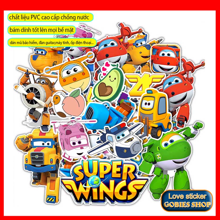 Set 100 Sticker SUPER WING chống nước giá rẻ Gobies ticker - Hình Dán Sticker Chất Liệu Decal Bán Chạy Năm 2022
